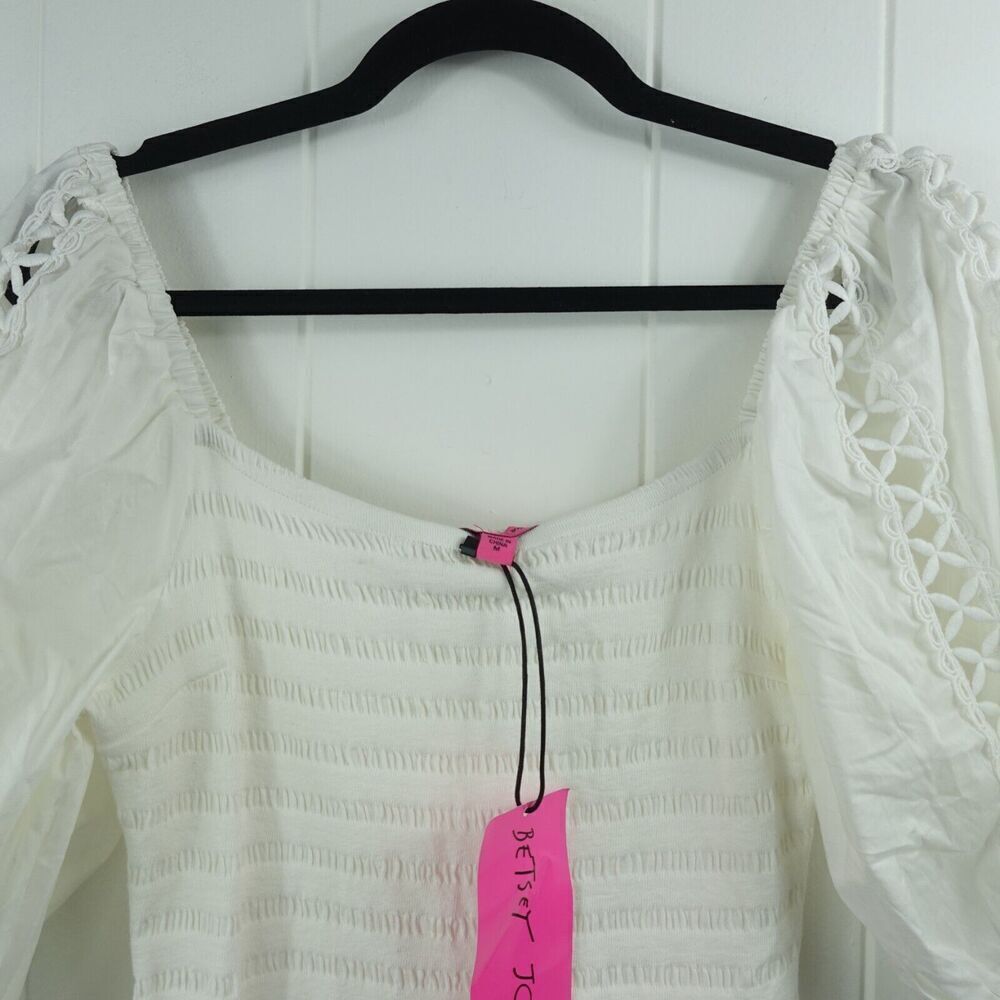 Betsey Johnson Womens Bodycon Dress Puff Sleeves Medium - Picture 5 of 12